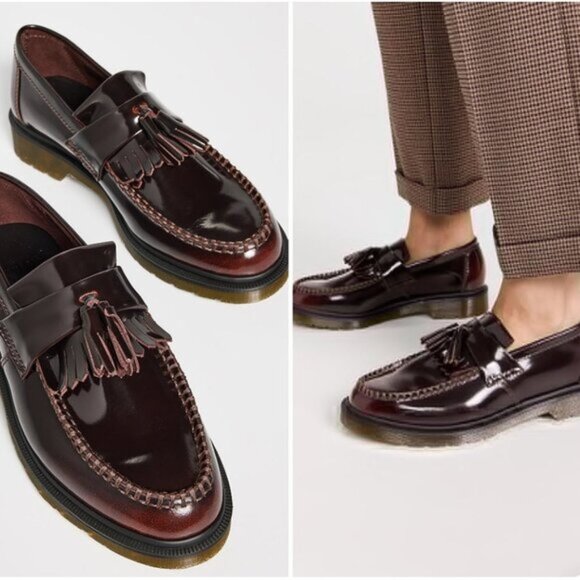 Dr. Martens Adrian NEW Cherry Red Arcadia Loafers Size 7  Classic Tassel Design - Picture 1 of 15
